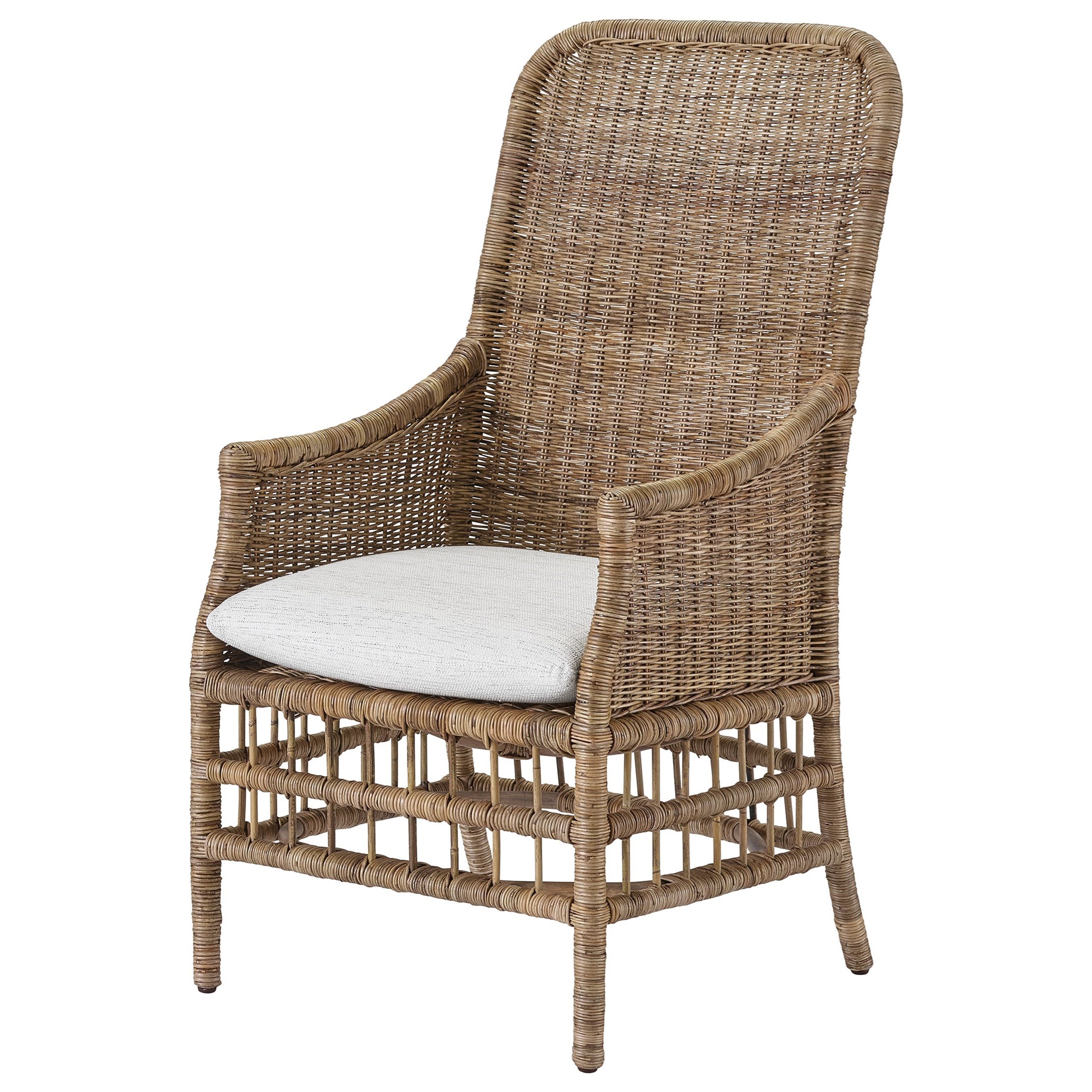 Universal Modern Farmhouse Tropical Irving Arm Chair with Upholstered